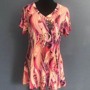 Attitudes by Renee jersey knit godet top size L